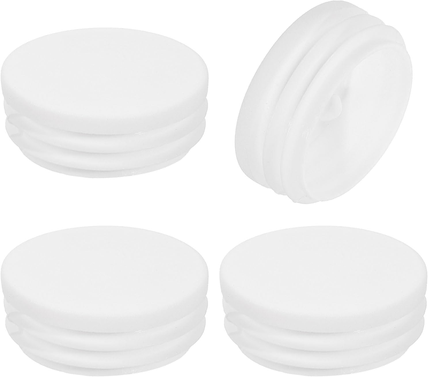 sourcing map 4 Pcs Round Plastic Plug, Tubing End Cap Plugs, 44mm(1.73 Inch) Furniture Leg Pipe Insert, Glide Protection for Chair, Sofa, Table, Shelf, White