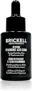 Brickell Men's Anti Aging Hyaluronic Acid Serum for Face, Day Face Serum for Men, Natural & Organic Facial Serum With Protein Peptides to Restore Collagen and Firmness, 1 Ounce, Unscented