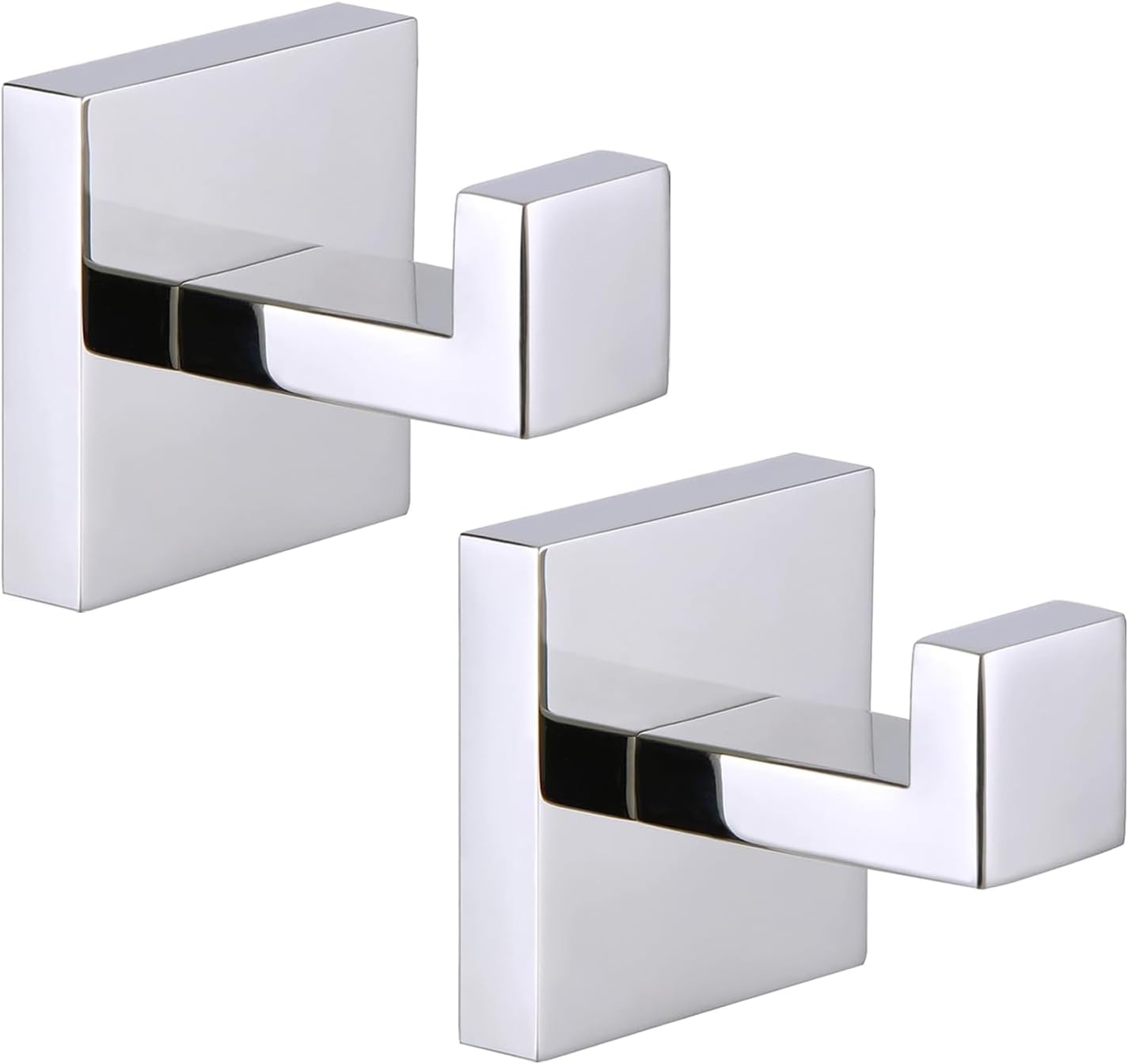 QNIIAED 2 Pack Square Bathroom Towel Hook,Stainless Steel Door Hooks Screw in for Coat,Robe,Clothes(Polished Chrome)