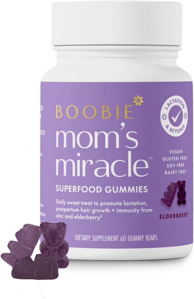 Boobie Moms Miracle Lactation Support Gummies | Milk & Hair Booster - 60 Ct