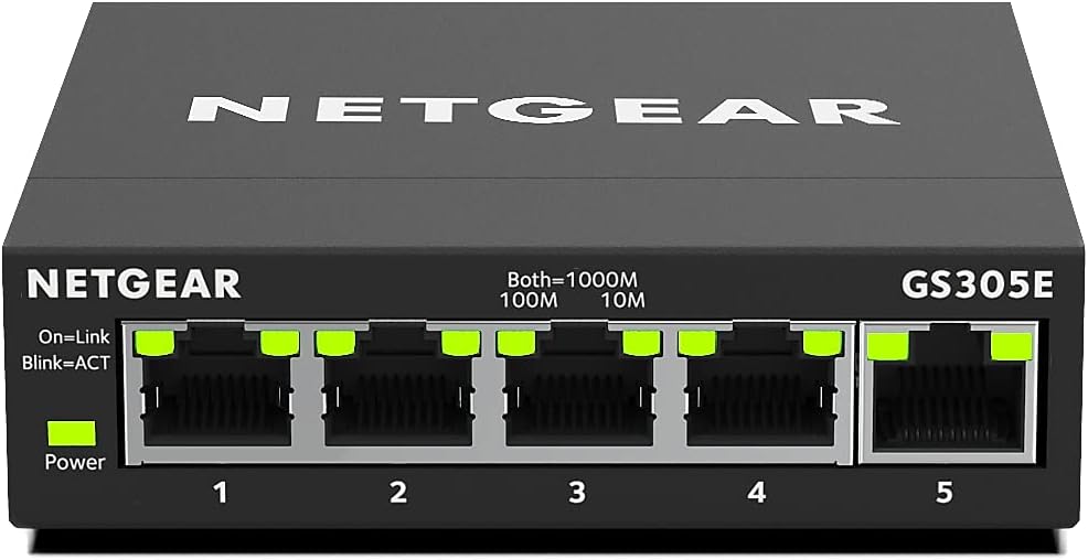 NETGEAR 5-Port Gigabit Ethernet Easy Smart Managed Essentials Switch GS305E - Desktop or Wall Mount, Home Network Hub, Office Ethernet Splitter