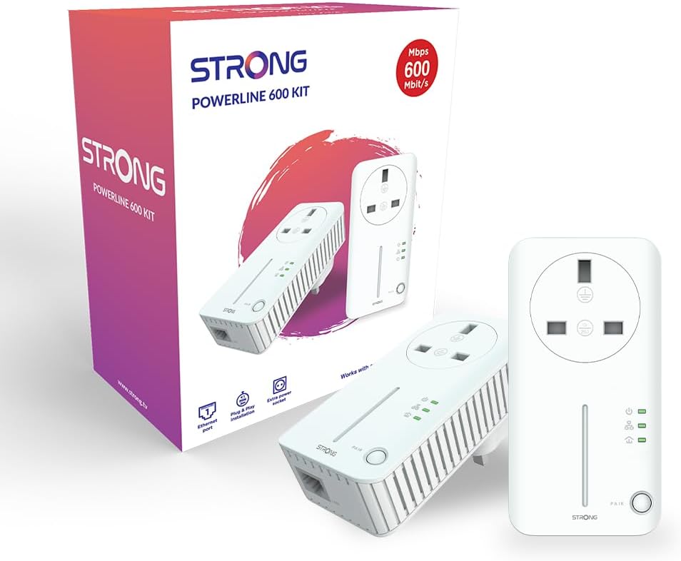 STRONG AV600 POWERLINE KIT, Data Transfer Speed Up to 600 Mbps, No Configuration Required (2 PACK)