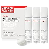 Keeps Extra Strength Minoxidil for Men Topical Aerosol Foam 5%, Hair Growth Treatment - 3 Month Supply (3 x 2.11oz Bottles) - Thicker, Longer Hair - Slows Hair Loss & Promotes Hair Regrowth