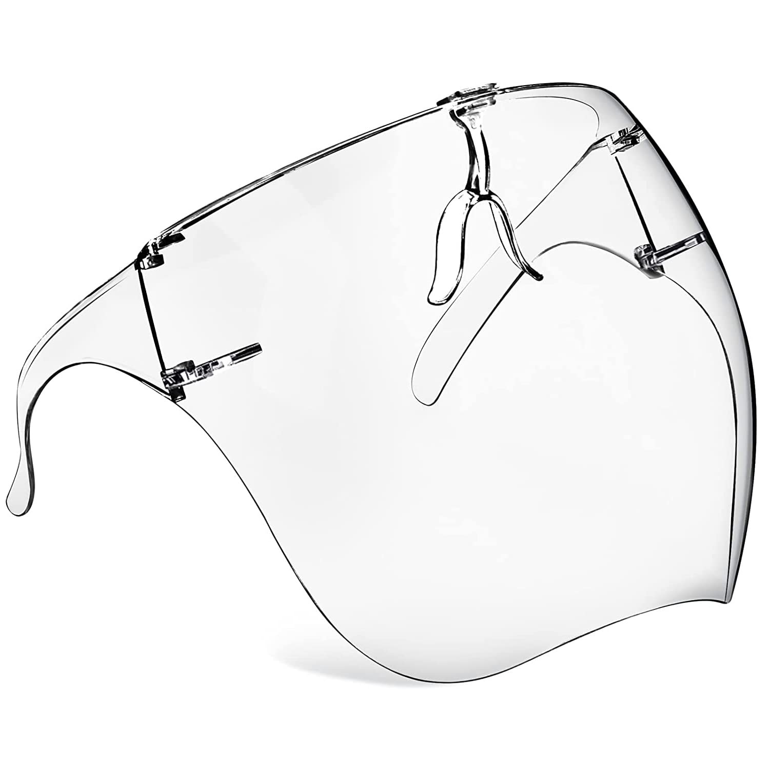 Face Shield with Glasses 4 Pack, Anti -Fog Clear Face Mask Full Face Protection Splash Guard Reusable Breathable See Through Goggles Plastic Face Shields for Adults Working for Grinding and Cutting