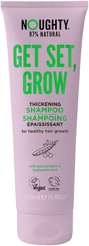 Noughty 97% Natural,Get Set Grow Hair Thickening Shampoo,Optimise Scalp Health,Stimulate Roots,Promote Hair Growth,with Organic Garden Pea Sprouts,Green Robusta Coffee Beans & Piroctone Olamine,250ml