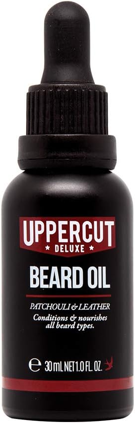 Uppercut Deluxe Beard Oil, Lightweight Beard Conditioner with Essential Oils to Nourish the Beard, Smooth Application and Light Finish, Patchouli and Leather Scent 30ml