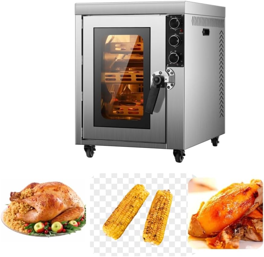 Commercial Multi-Oven,Vertical Electric Rotisserie Chicken Roaster Grill Machine,Rotatable Roaster, High Productivity Bread Oven,75Qt XL Capacity,Roasting 5-10 pcs Chickens per batch,220V