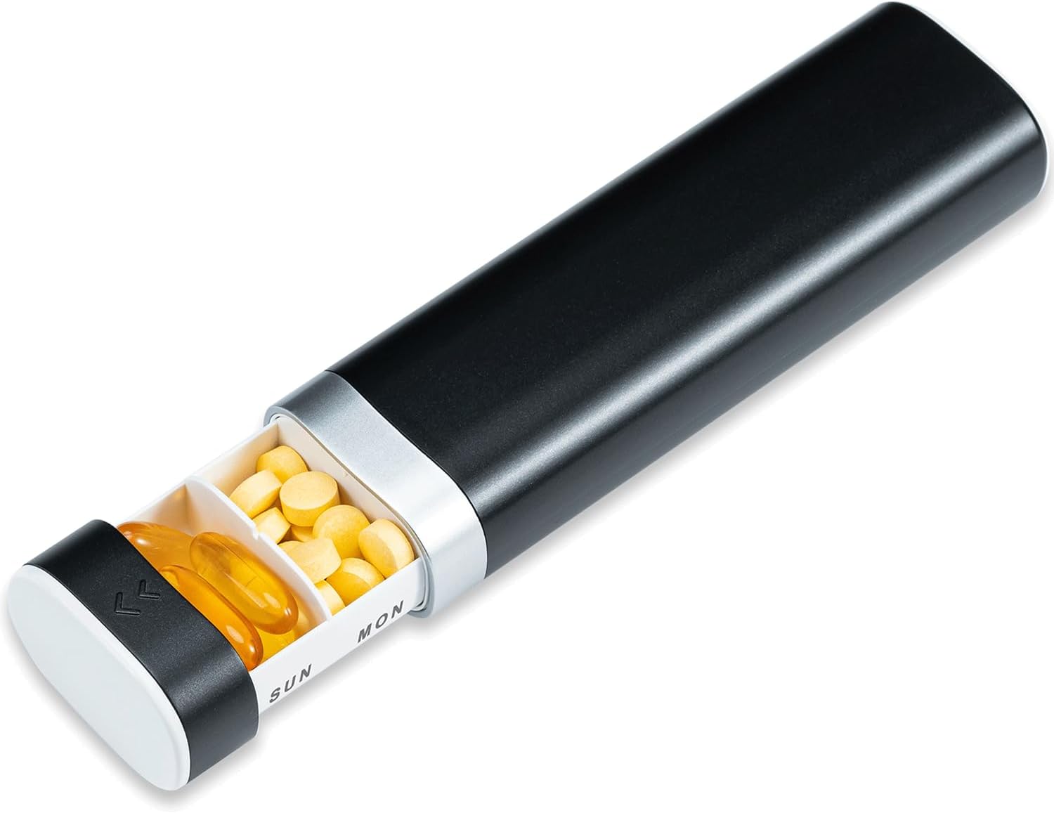 Betife Pill Box 7 Day 1 Times a Day, Daily Pill Organiser, Weekly Travel Tablet Organiser, Cute Pill Holder to Hold Vitamins, Medicines, Pills, Supplements (Black)