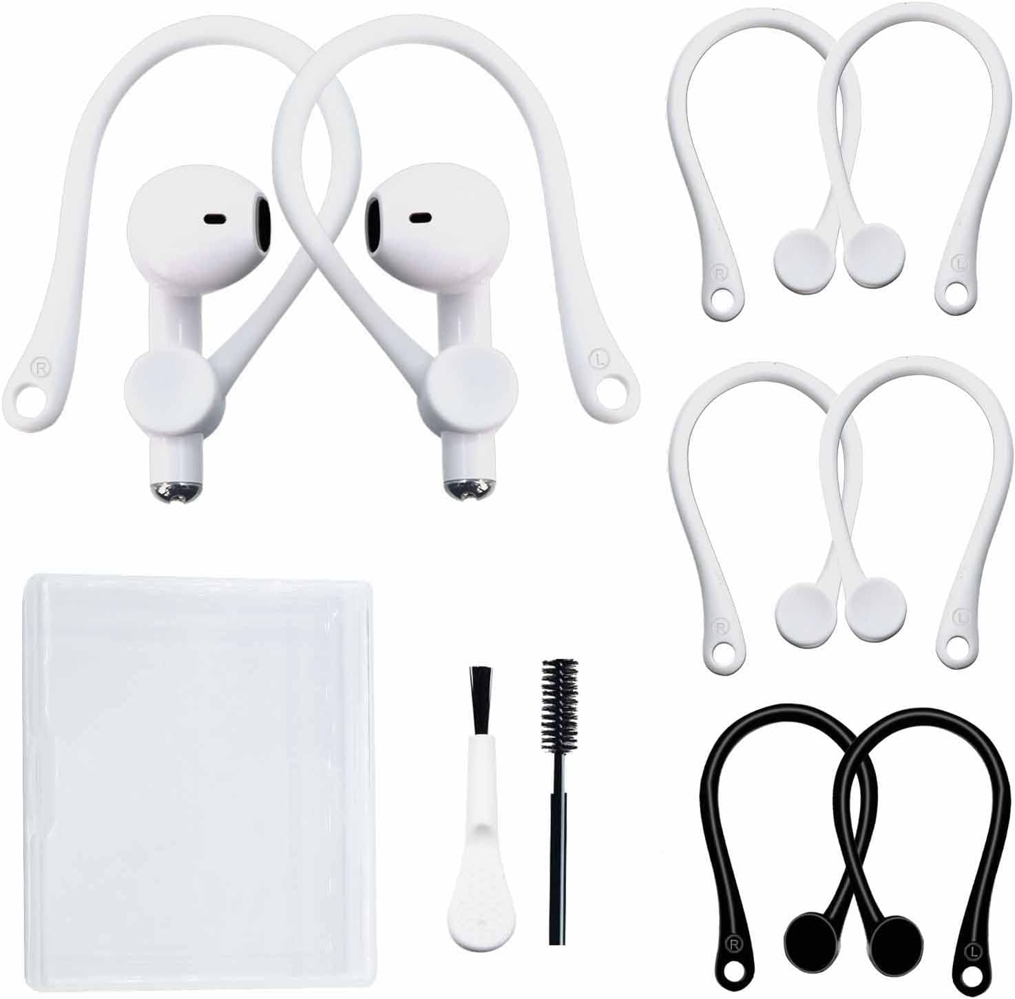 3 Pairs Ear Hooks for AirPods 1 & 2 & 3 and AirPods Pro, Professional Anti-Drop Silicone Earbuds Tips Hook Compatible with Apple AirPods 1 & 2 & 3 and AirPods Pro(2Pairs White +1pair Black)