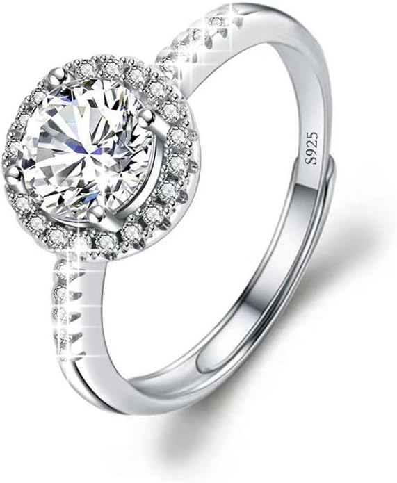 Moissanite Adjustable Engagement Ring, Promise Eternity Ring for Women,Wedding Rings,Jewelry Gift,Friendship Promise Fashion Jewelry Valentine Gifts for Women