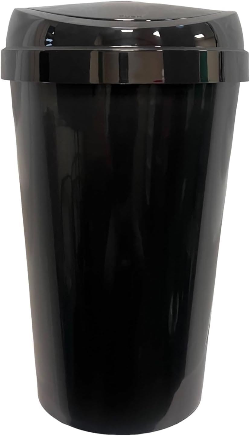 Easy Shopping TOUCH BIN 45L 45 Litre Colour Bin Home Garden Office School Kitchen Top Bin Removable Lid (Black)