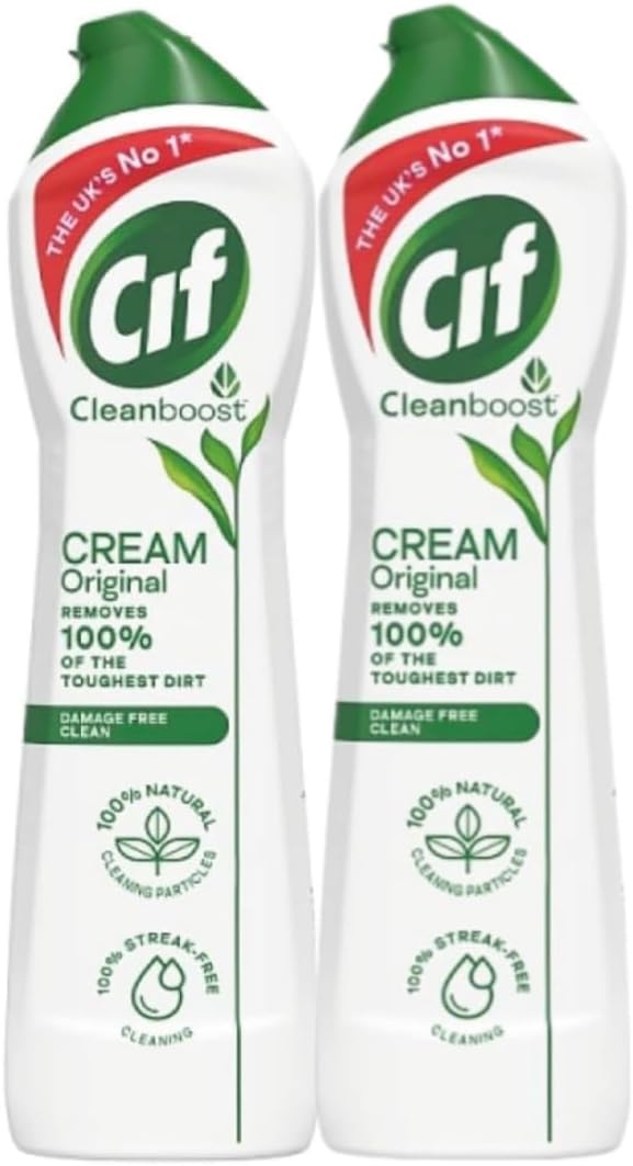 Ciff Cream Cleaner Original - 500ml (Pack of 2) | Deep Cleaning for Shiny Surfaces | Gentle and Versatile Multi-Surface Use | Pleasant Original Fragrance