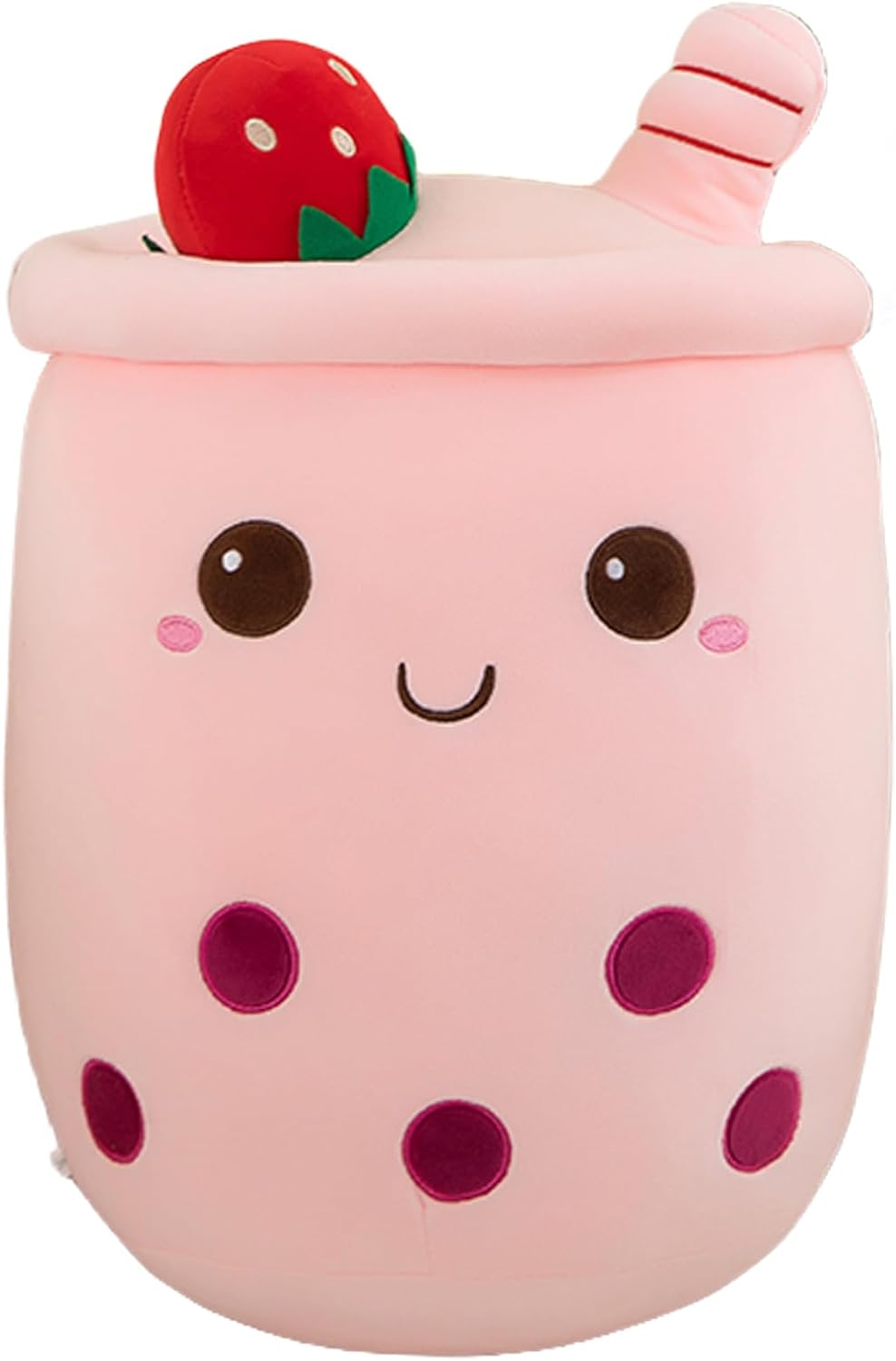 AMOZO Bubble Tea Plush Pillows, Cute Boba Plushies Soft Toys Giant Stuffed Animal Pillow for Lovers (Pink, 24cm)
