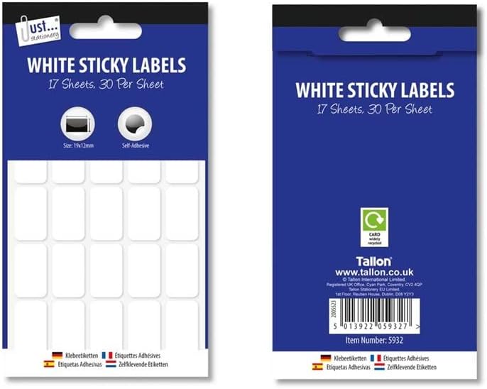 Sticky Labels Price Stickers x 510 Self Adhesive Retail 19mm x 12mm