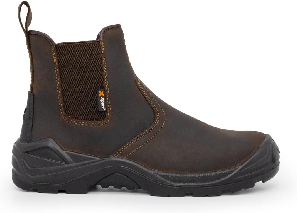 Xpert - Defiant S3 Safety Dealer Boots. Pull On Chelsea Steel Toe Cap Shoes, Comfortable And Water Resistant Work Boots For Men With Midsole Design For Safety and Ankle Support