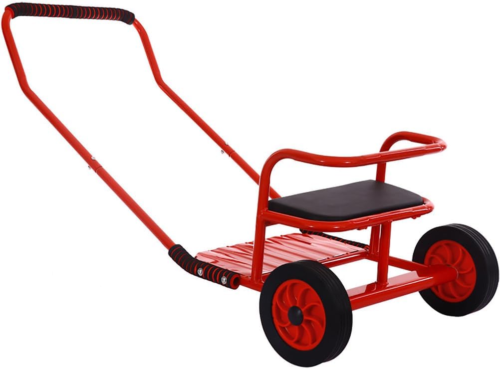 Red,Double Person Rickshaw Trailer Kindergarten Children's Hand-Pulled Cart Preschool Education Trolley Play Trailer Toy Bicycles and Small Carts