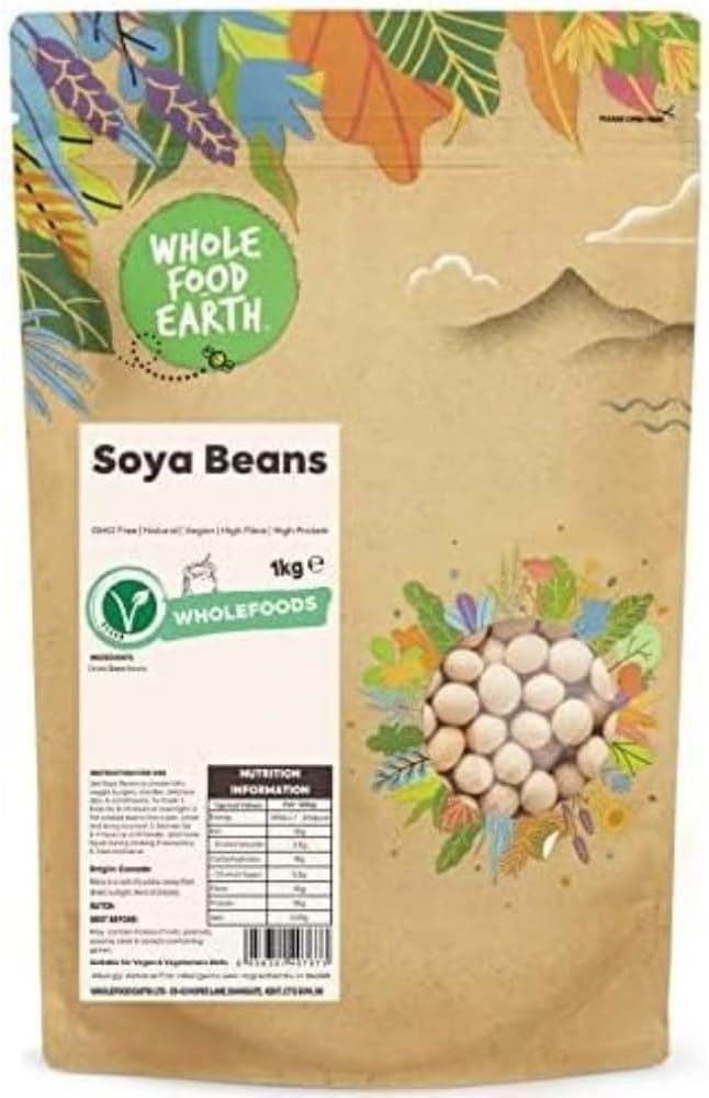 Wholefood Earth Soya Beans 1 kg | GMO Free | Natural | High Fibre | High Protein