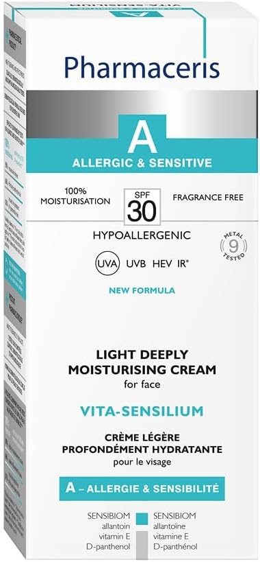 Pharmaceris A Vita-Sensilium, Face Cream SPF 20, Deeply Moisturising Light Cream, Face Moisturiser for Allergic and Sensitive Skin, Soothes Irritations - 50 ml