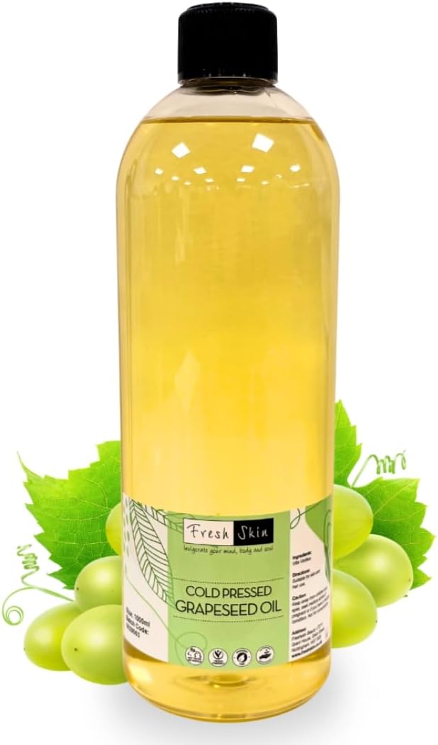 Freshskin Grapeseed Oil 1 Litre Cold Pressed Pure Carrier Oil (1000ml)
