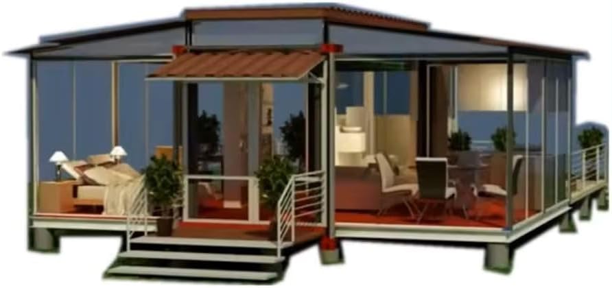 New 2024 Modern Weather Proof, Wind Resistant, Anti-Corrosion Tiny Expandable Prefab House to Live in 1 Bathroom, 2 Bedrooms & 1 Kitchen- for Small Family. Free Water Heater 20 by 19ft