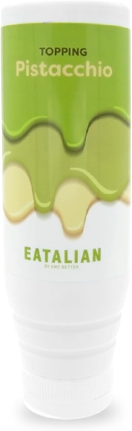 EATALIAN by AMZ BETTER Pistachio Flavoured Topping, Sweet Protein Cream in 300 gr Squeezer, Made in Italy, Pistachio Sauce Ideal for Decorating Ice Cream, Desserts and Dubai Chocolate