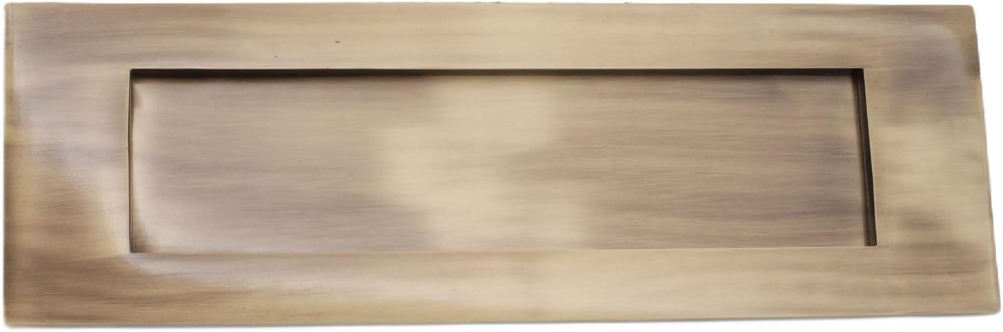 Infinity Decor Antique Brass Victorian Style 12” 300mm Solid Brass Sprung Letter Box Postal Plate for Interior and Exterior Doors