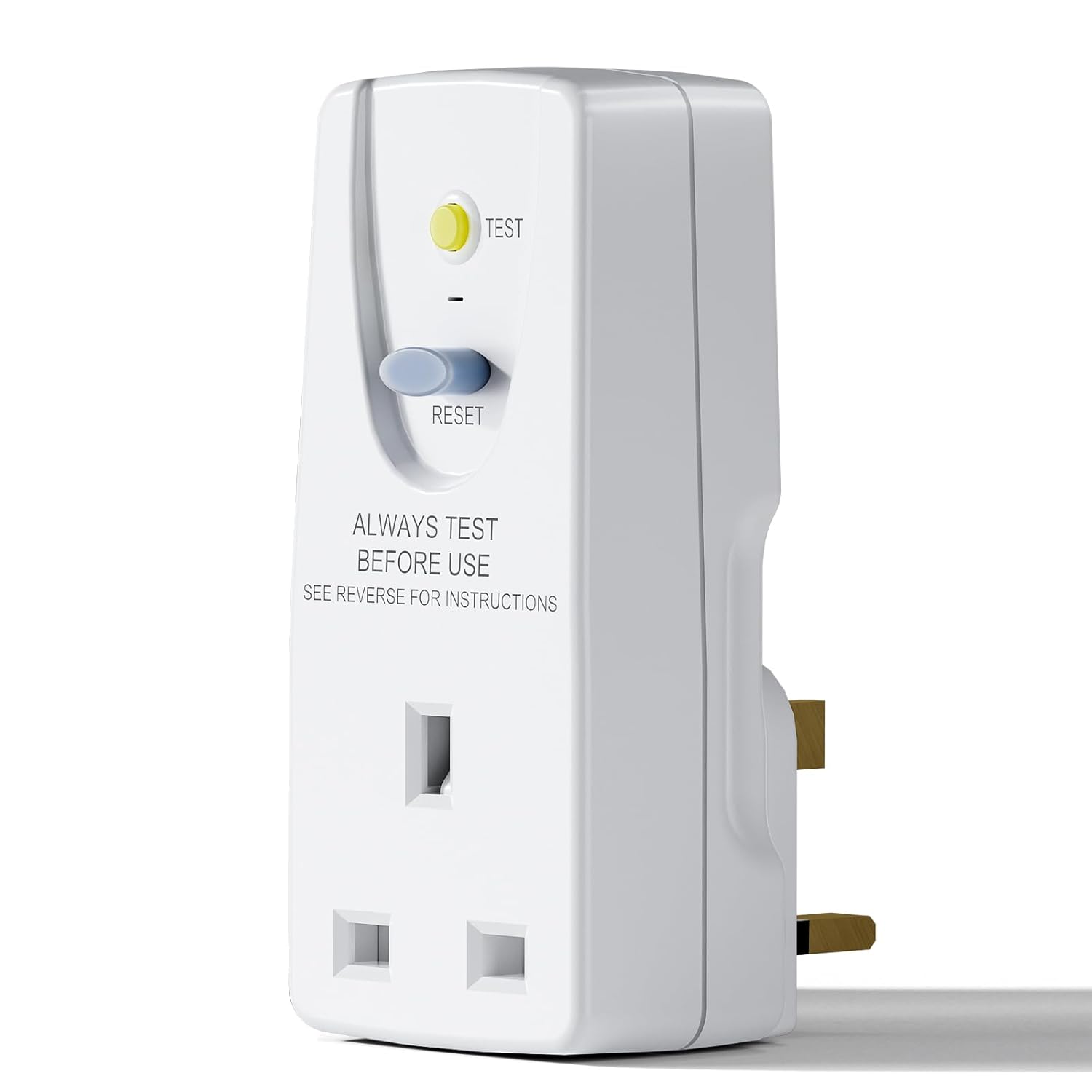 RCD Plug Safety RCD Adaptor UK Leakage Protection Home Circuit Breaker (30mA 240V AC, 13A 50HZ IEC61540) for Household Appliances and Power Tools, White