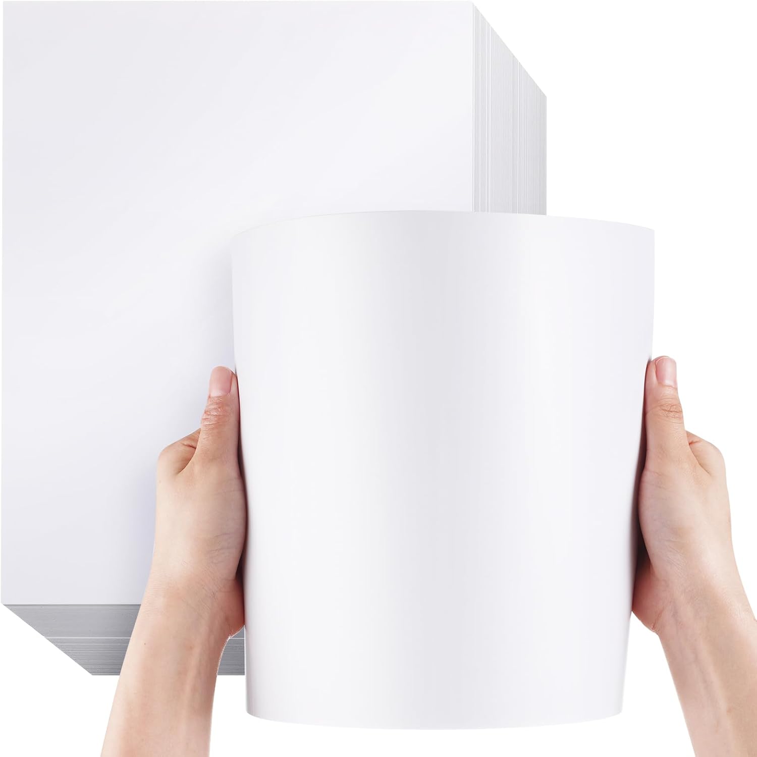 Patelai 150 Pcs Double Sided Semi Gloss Cardstock Paper 8.5 x 11'' Heavyweight White Thick Paper for Laser Printer Printing Semi Gloss Cardstock DIY Printer Paper 80lb Cover Stock Paper