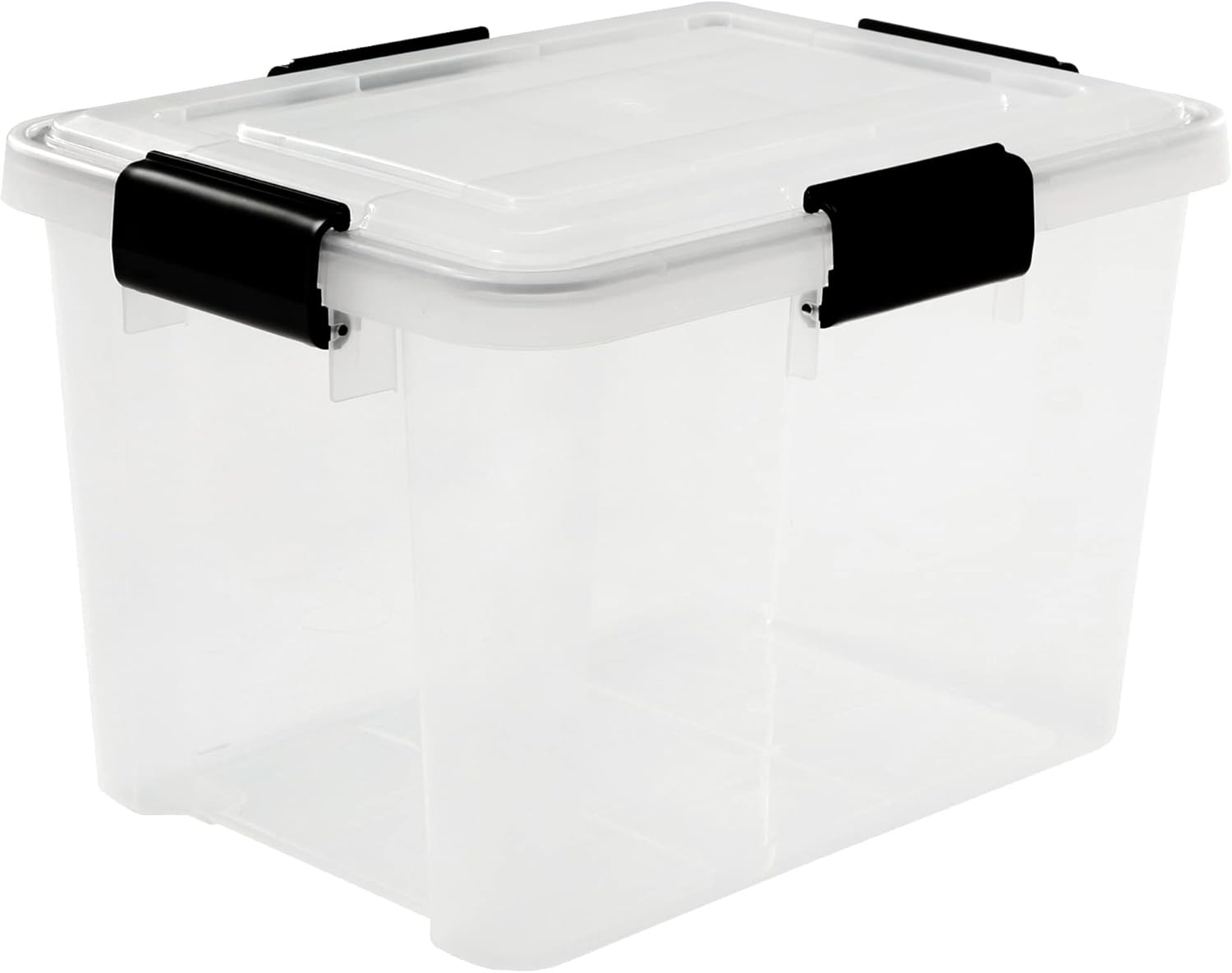 Iris Ohyama Airtight Plastic Storage Boxes with Lids, 20L, Set of 1, Clear, Hermetic Waterproof Seal, Durable Latching Buckles, Stackable, For Outdoors, Garage, Clothes, Dust Proof, BPA Free, AT-SD
