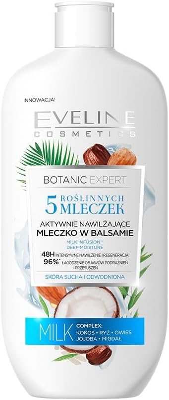 Eveline Cosmetics Botanic Expert Active Moisturizing Body Milk Lotion with Multi-Nourishing Formula for Dry and Dehydrated Skin, 350 ml