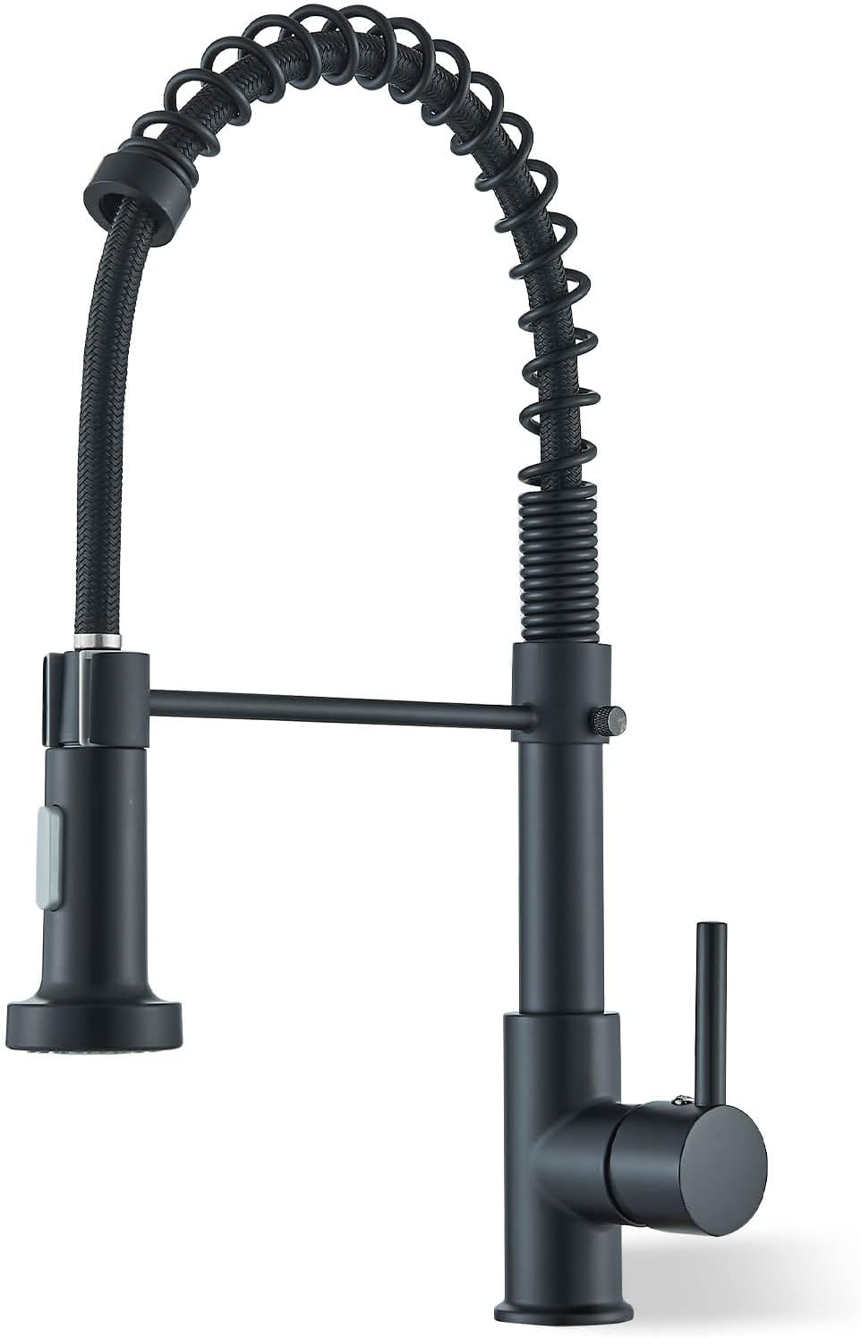 Onyzpily Black Kitchen Tap Sink Mixer tap with Solid Brass Commercial Single Handle Single Hole Pull Down Swivel Sprayer Mixer Tap Cold and hot Fittings UK Standard
