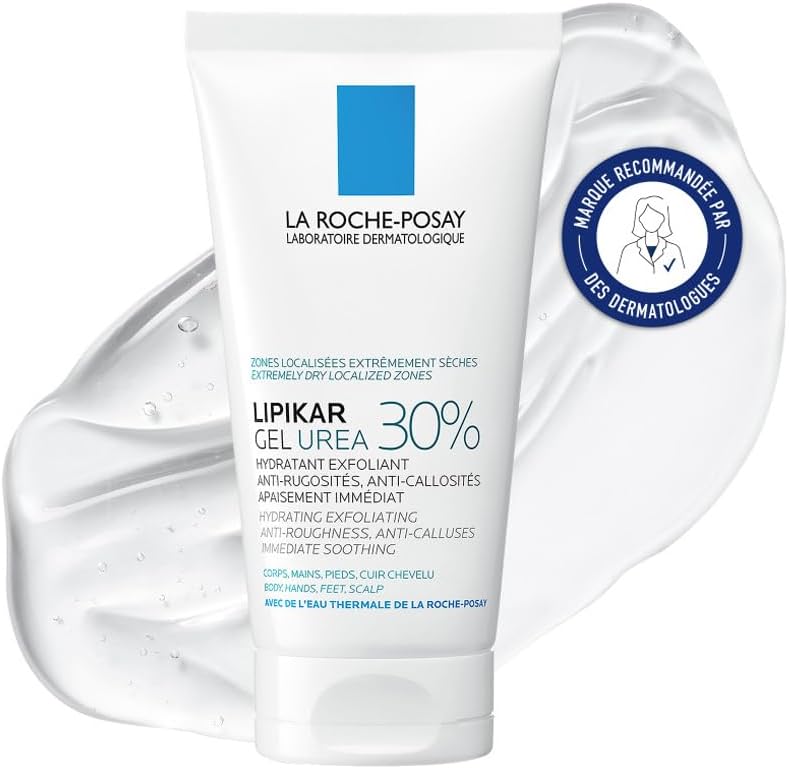 La Roche-Posay Lipikar Gel Urea 30%, Moisturising Body Care with 30% Urea, Soothing and Exfoliating Gel, Against Extremely Dry and Calloused Skin Areas, 50 ml