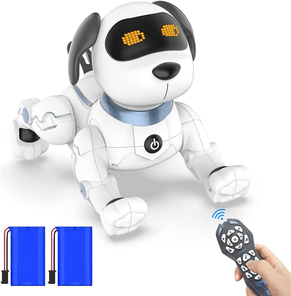 okk Remote Control Robot Dog Toy, RC Stunt Dog Robot for Kids, Interactive & Smart Dancing Electronic Pet Toy, LED Eyes for Christmas Birthday