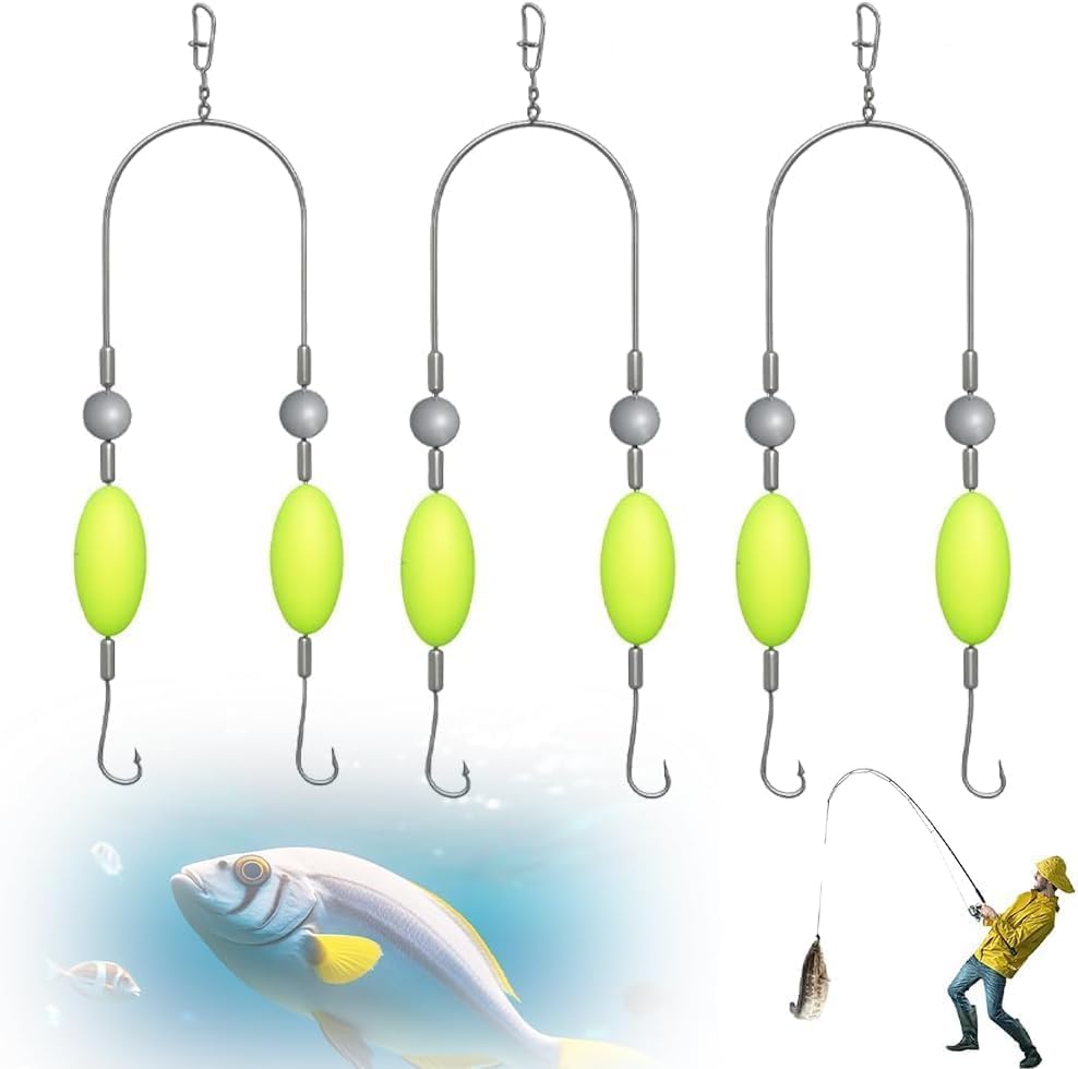 3PC Double-Hook Reverse Bottom Rig, Upgraded Swimming Bait for Freshwater Saltwater, Fishing Lures for Beginners Amateurs and Professionals Outdoor