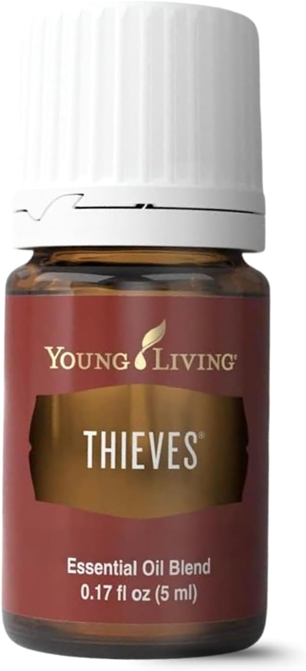Young Living Thieves Essential Oil Blend | 5 ml | Lemon, Clove, Eucalyptus, Cinnamon Bark, Rosemary | Versatile for Diffusers, Topical Application, Freshening Spaces, Daily Wellness, and Home Care
