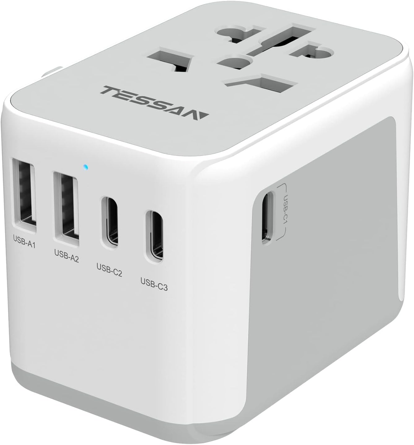 TESSAN Universal Travel Adapter, International Power Adapter 5.6A 28W 3 USB C 2 USB A Ports, Travel Worldwide Plug Adaptor, Outlet Wall Charger for Europe UK EU AUS (Type C/G/A/I)