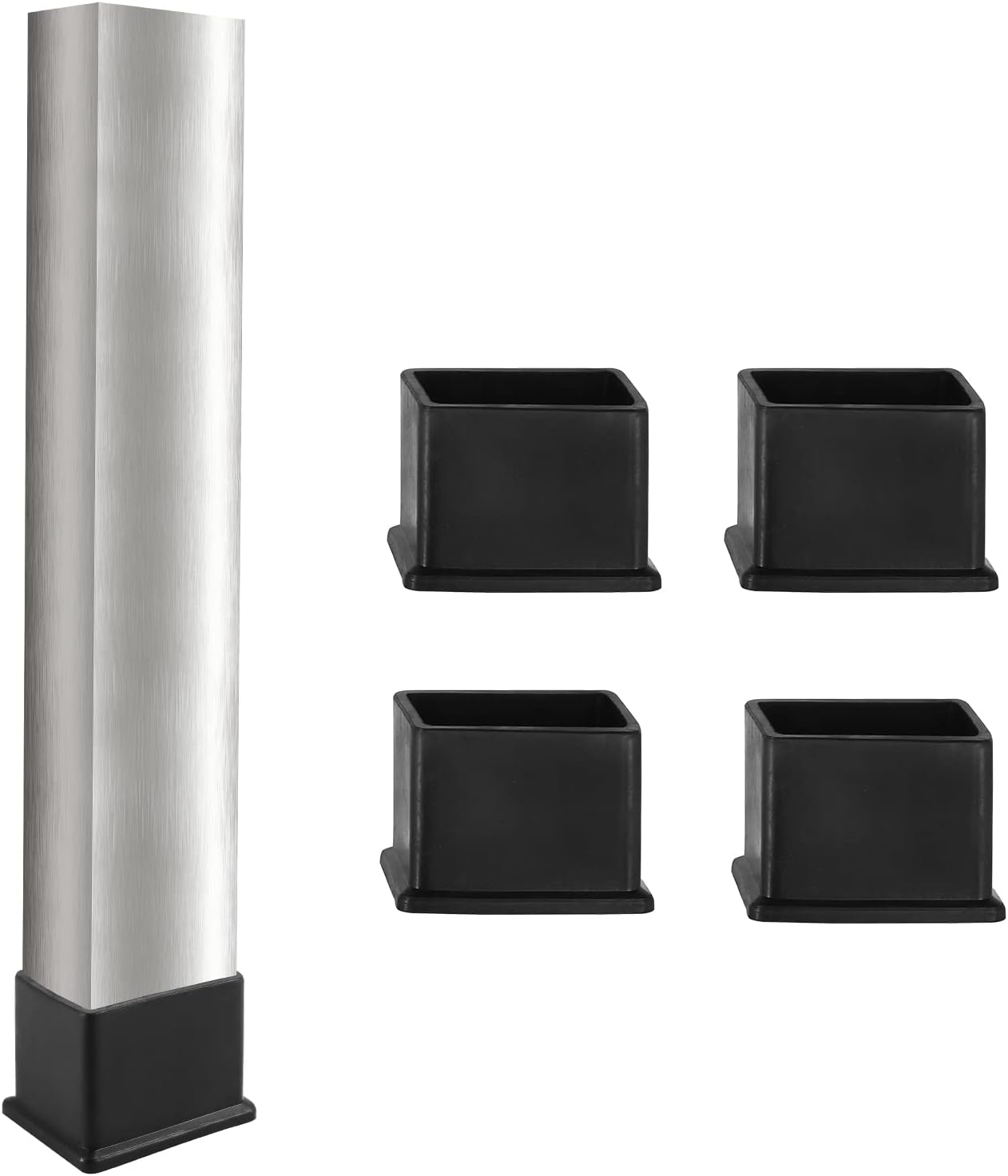 Rectangle Furniture Leg Protectors 50 x 25mm, Masendelk Black Chair Leg Caps Wood Floor Protectors, Rubber Chair Leg Covers - 4 Pieces