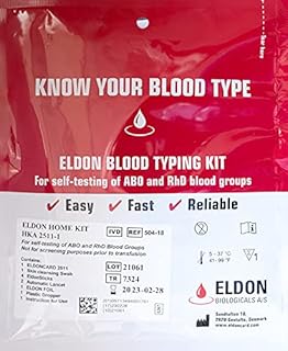 Original Home Blood Typing Kit - New Packaging + Improved Lancet - Single Kit