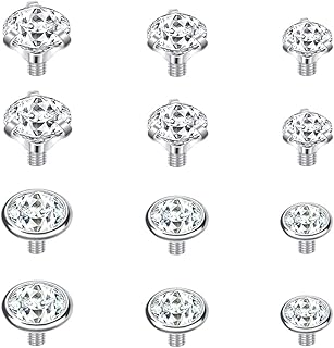 14G 4-20Pcs Surgical Steel Dermal Piercing Jewelry Cubic Zircon Micro Dermal Anchor Tops Titanium Base Dermal Piercing