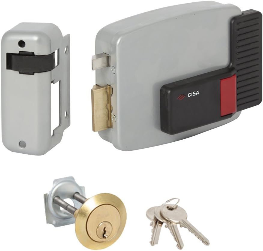 CISA 11610 0920006 11610-60-2 Electric Lock Apply Cylinder Detached Left, 12 V, Painted Aluminium Grey, Entrata 60