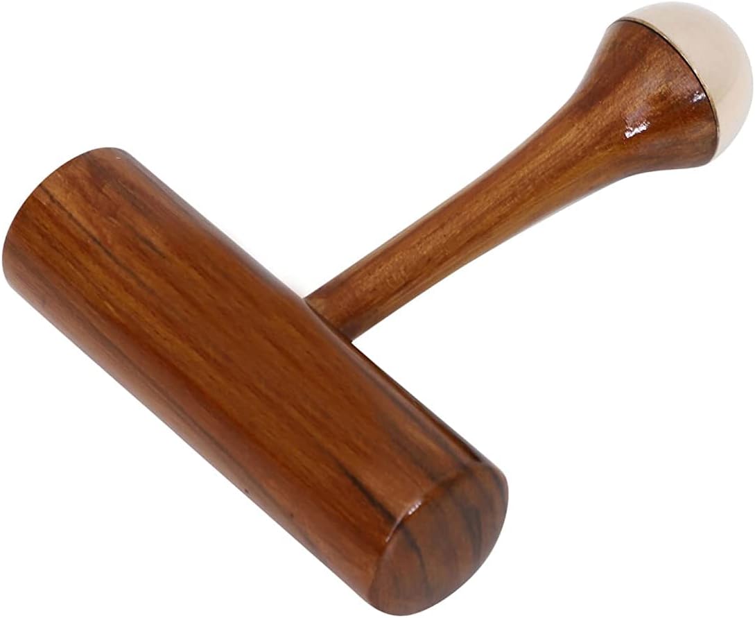 HEALTHANDWEALTH® Bronze Kansa Marma T Shape Wand Powerful and Effective Kansa Wand | Bronze Capped Body Massager with Wooden Handle for Detoxification and Deep Relaxation