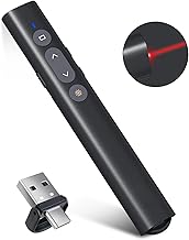 USB-A/USB-C Presentation Clicker for PowerPoint Presentations Pointer, Wireless Presenter Remote, Google Slide Advancer Projector Smart Board Slideshow PPT Clicker for Mac/Laptop/Computer/Office