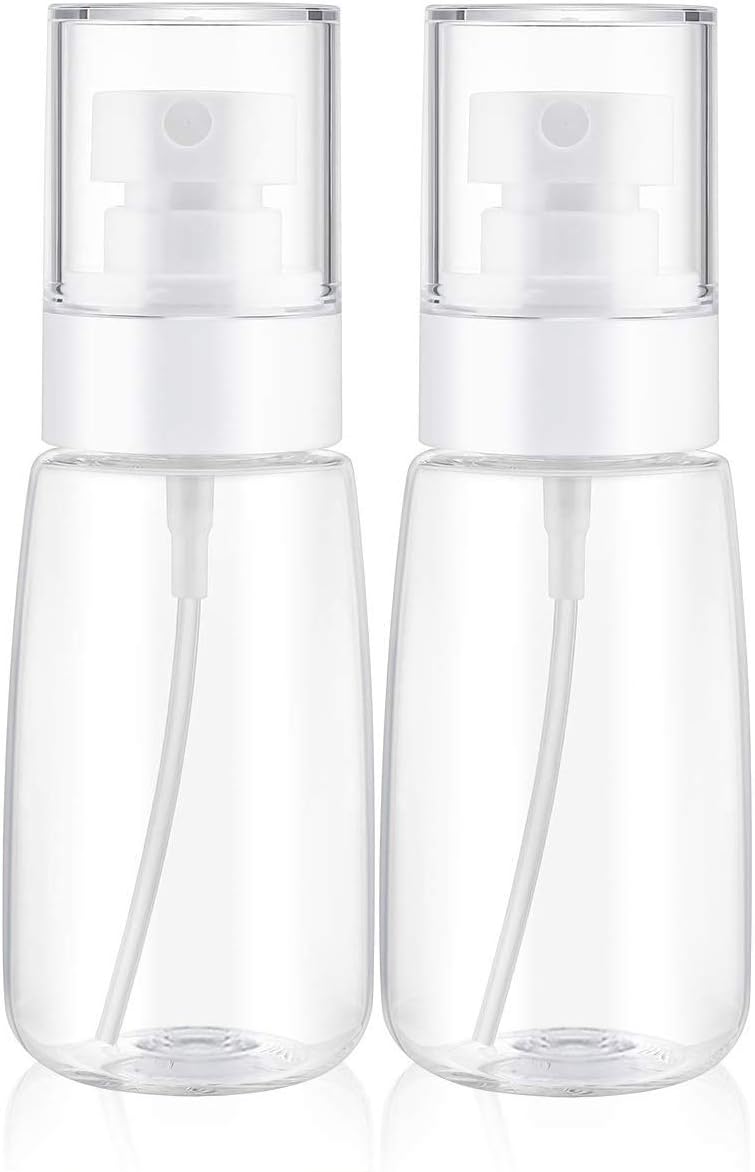 Spray Water Bottle Hair Mister, Fine Mist Stylist Sprayers 360 Empty Small Misting Spritzer, Perfume Atomizer with Pump Clear Containers (2PCS/2oz)