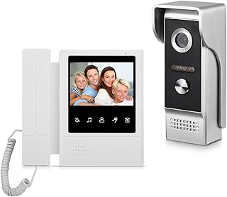 Video Door Phone System, 4.3 Inches Touch Monitor Wired Video Intercom Doorbell Kits, IR Night Vision Camera Door Intercom, Doorphone Telephone Style Indoor Outdoor for Home Villa