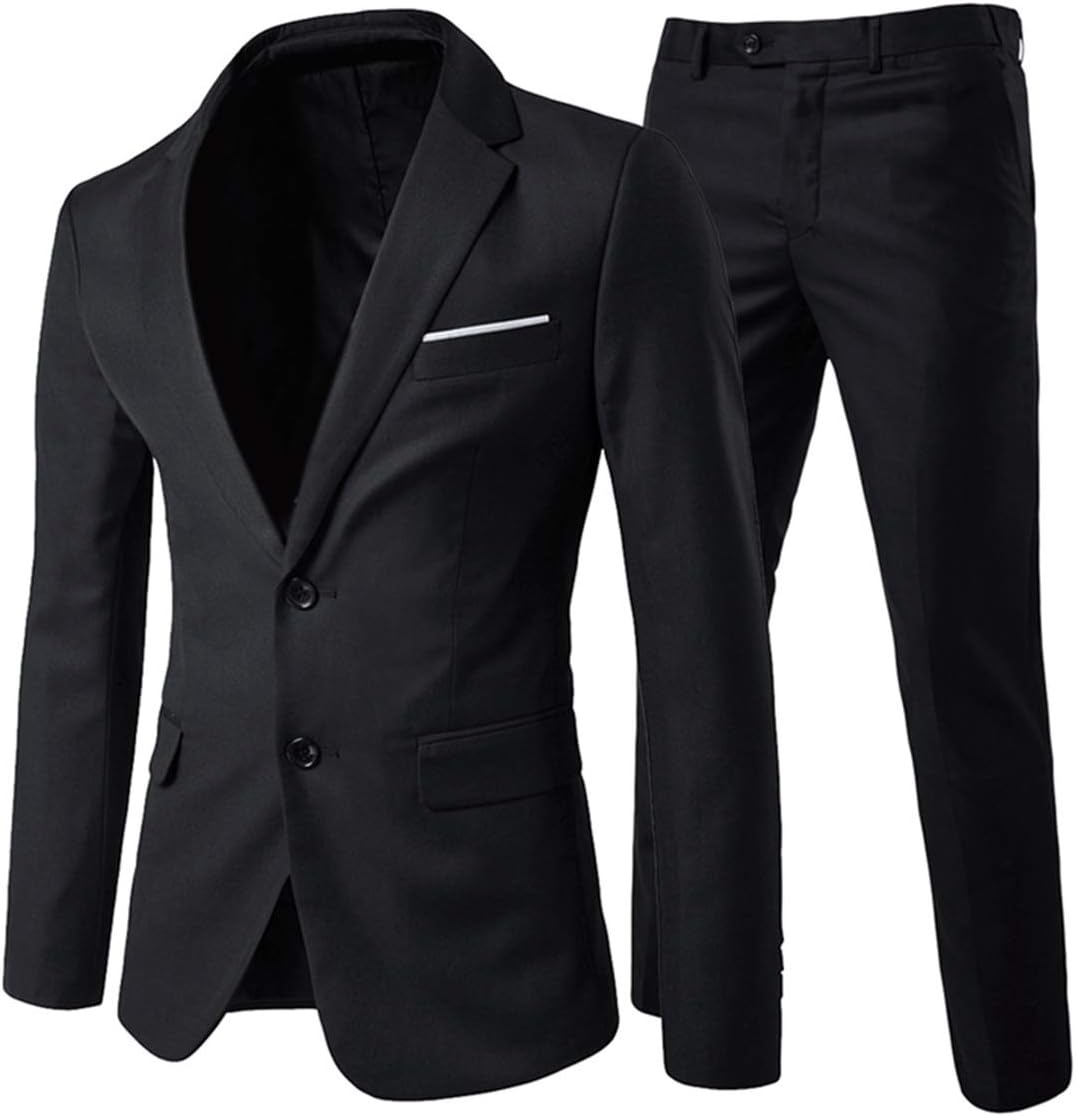 Allthemen Mens Suits 2 Piece Slim Fit Wedding Dress Suit Two Buttons Business Suit Blazer Casual Jackets Trousers