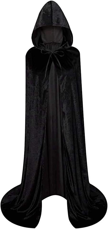 Unisex Full Length Hooded Robe Cloak Long Velvet Cape Cosplay Costume