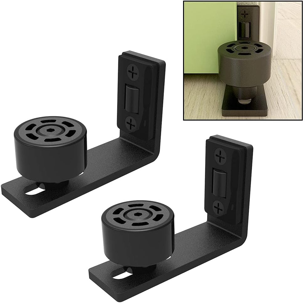 Adjustable Floor Guide Wall/Door Bottom Guide Sliding Barn Door Hardware Black 2PC