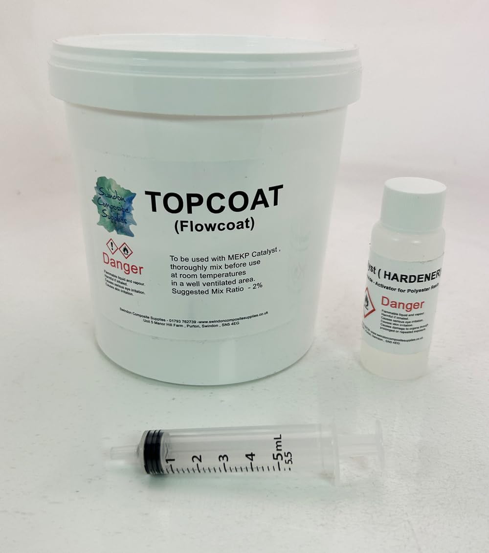 Swindon Composite Supplies - Gelcoat Reapir Topcoat,Flowcoat, Flo Coat, Top Coat - Lloyds Approved - Marine Craft (500g Pack)