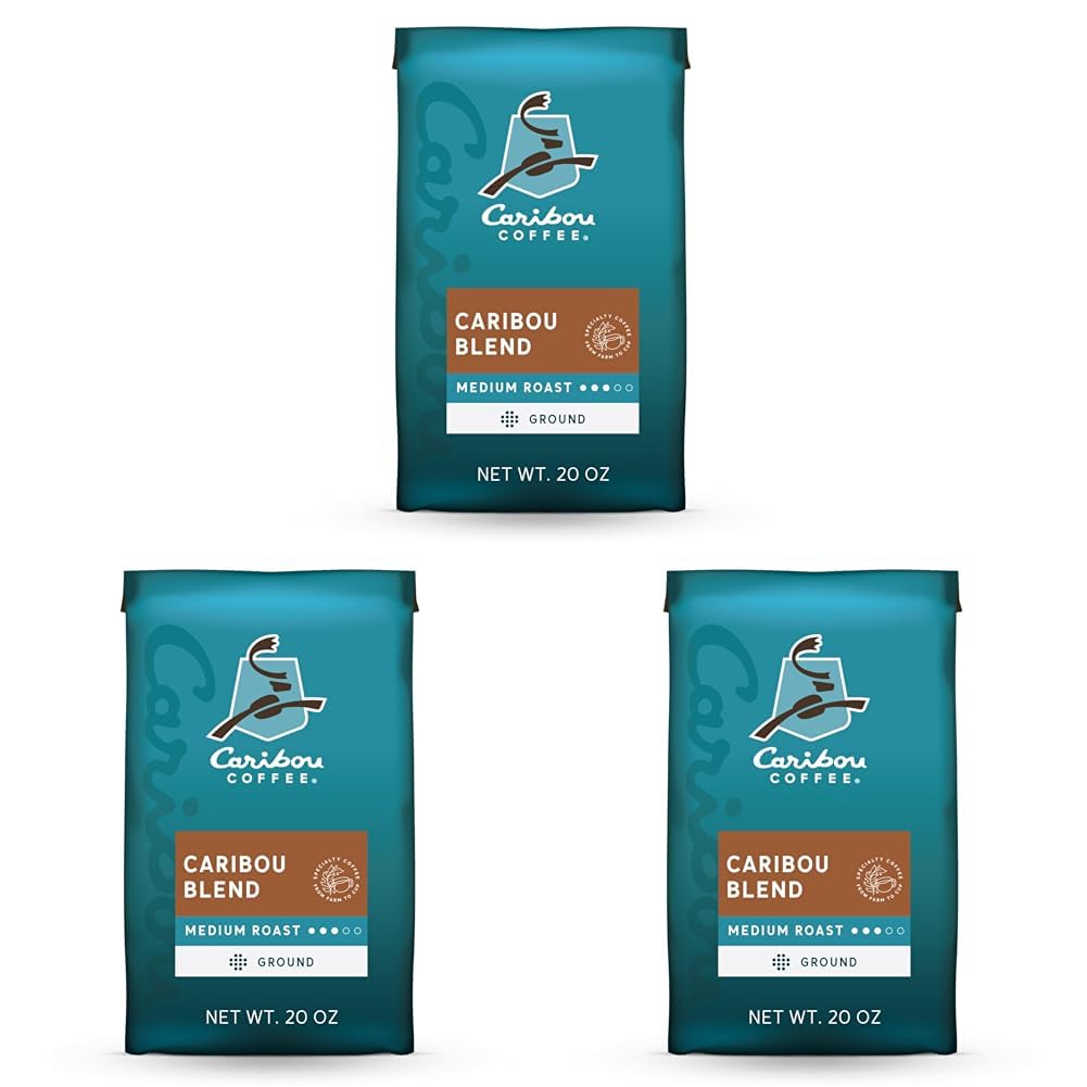 Caribou Coffee, Medium Roast Ground Coffee - Caribou Blend 20 Ounce Bag - Packaging May Vary (Pack of 3)