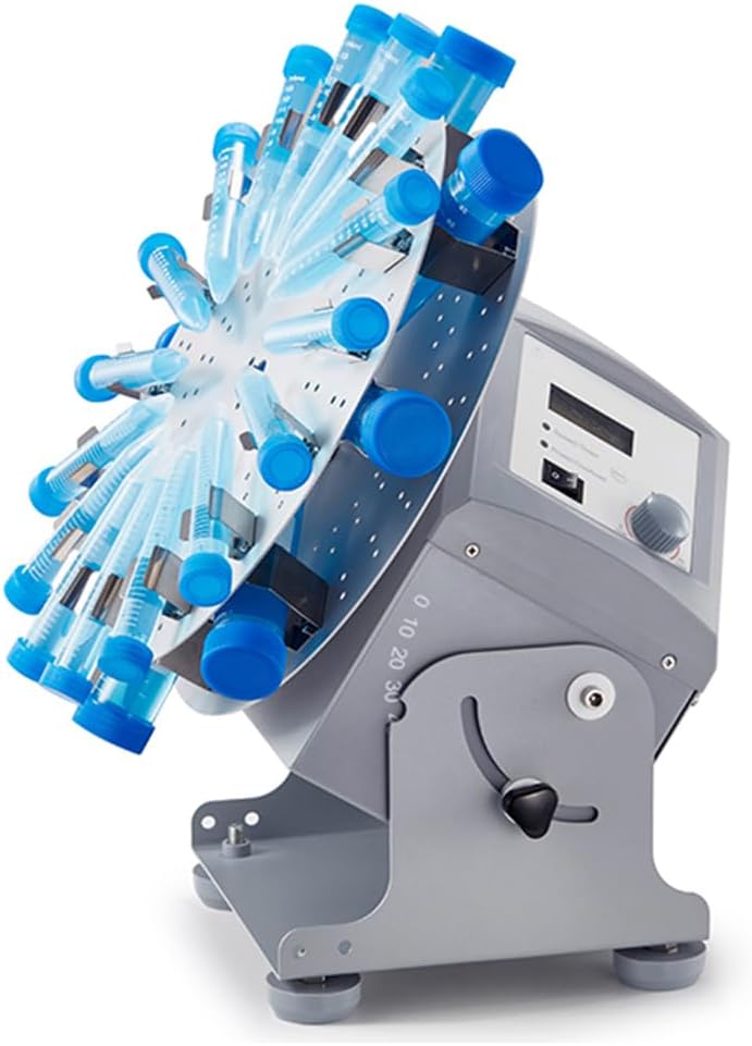 PARFCO Laboratory Rotary Mixer Shaker, Digital Continuous/Timer Mixing Vortex Mixer 1.5ml 15ml 50ml Centrifuge Tube Laboratory Tumbler Mixer Adjustable Speed 0-80rpm Lab Equipment